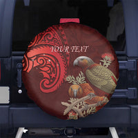New Zealand Kaka Bird Personalised Spare Tire Cover Pohutukawa Matariki Maori Pattern