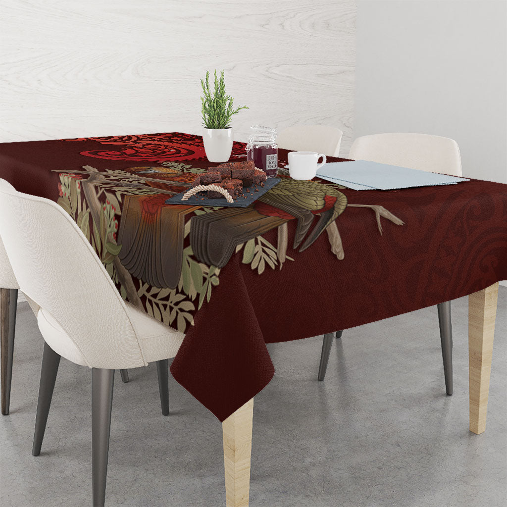 New Zealand Kaka Bird Personalised Tablecloth Pohutukawa Matariki Maori Pattern