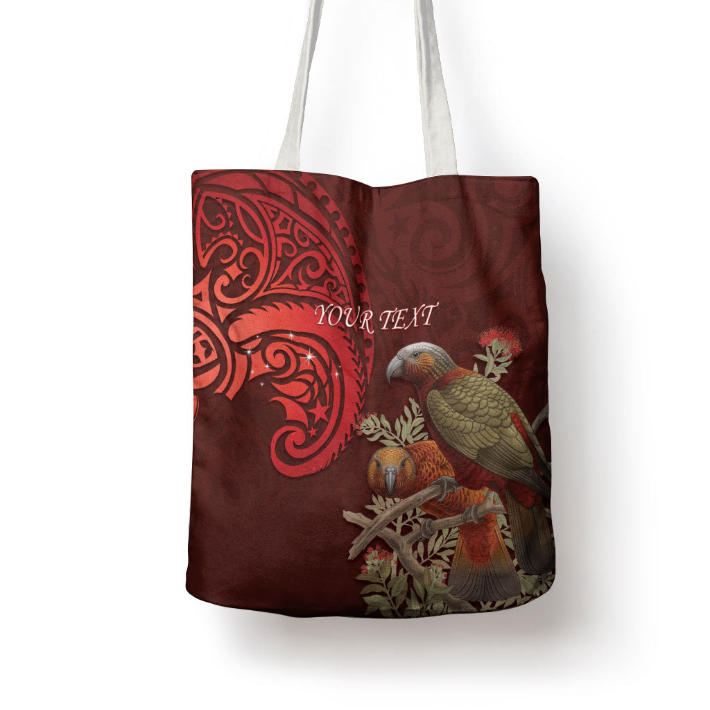 New Zealand Kaka Bird Personalised Tote Bag Pohutukawa Matariki Maori Pattern LT22 - Polynesian Pride