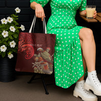 New Zealand Kaka Bird Personalised Tote Bag Pohutukawa Matariki Maori Pattern LT22 - Polynesian Pride