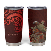 New Zealand Kaka Bird Personalised Tumbler Cup Pohutukawa Matariki Maori Pattern