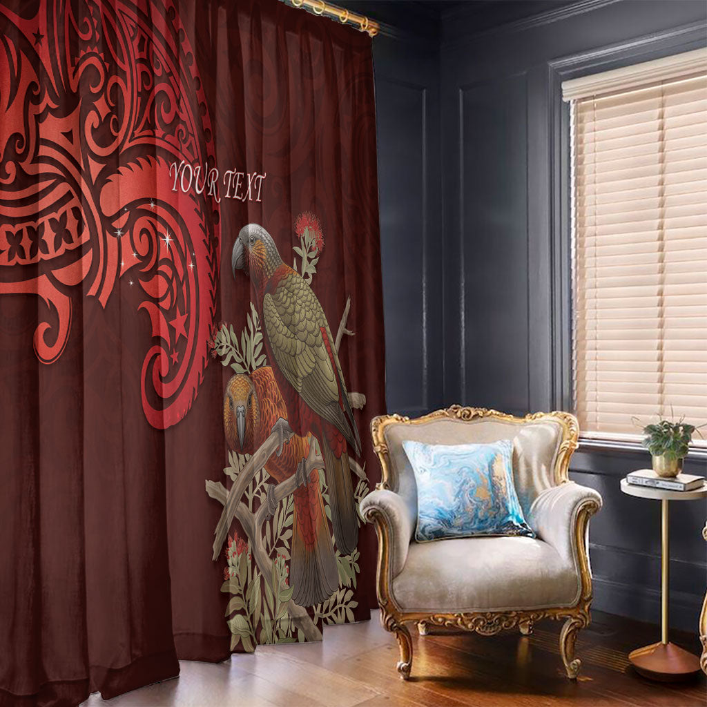New Zealand Kaka Bird Personalised Window Curtain Pohutukawa Matariki Maori Pattern