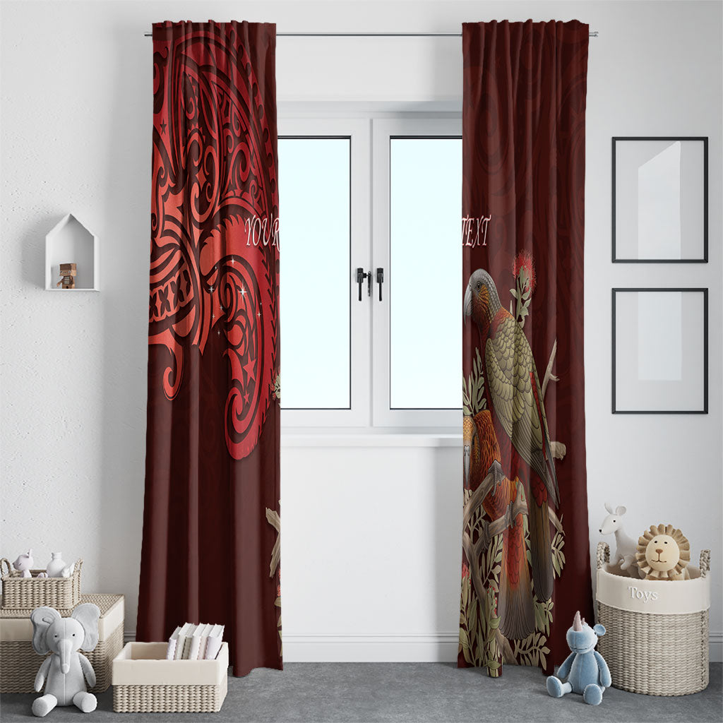 New Zealand Kaka Bird Personalised Window Curtain Pohutukawa Matariki Maori Pattern