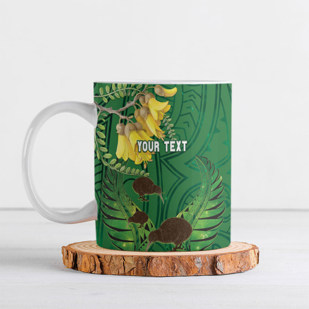 Personalised South Canterbury Anniversary Day Ceramic Mug Kiwi Kowhai Silver Fern Maori Pattern LT22 Green - Polynesian Pride
