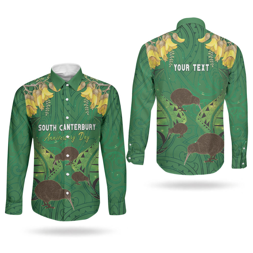 Personalised South Canterbury Anniversary Day Couples Matching Mermaid Dress and Long Sleeve Button Shirt Kiwi Kowhai Silver Fern Maori Pattern LT22 - Polynesian Pride
