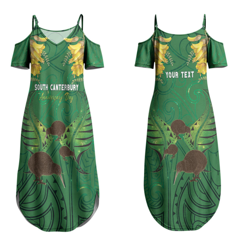 Personalised South Canterbury Anniversary Day Couples Matching Summer Maxi Dress and Hawaiian Shirt Kiwi Kowhai Silver Fern Maori Pattern LT22 - Polynesian Pride