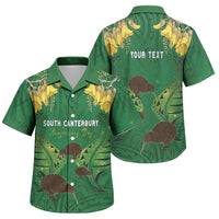 Personalised South Canterbury Anniversary Day Family Matching Summer Maxi Dress and Hawaiian Shirt Kiwi Kowhai Silver Fern Maori Pattern LT22 Son's Shirt Green - Polynesian Pride