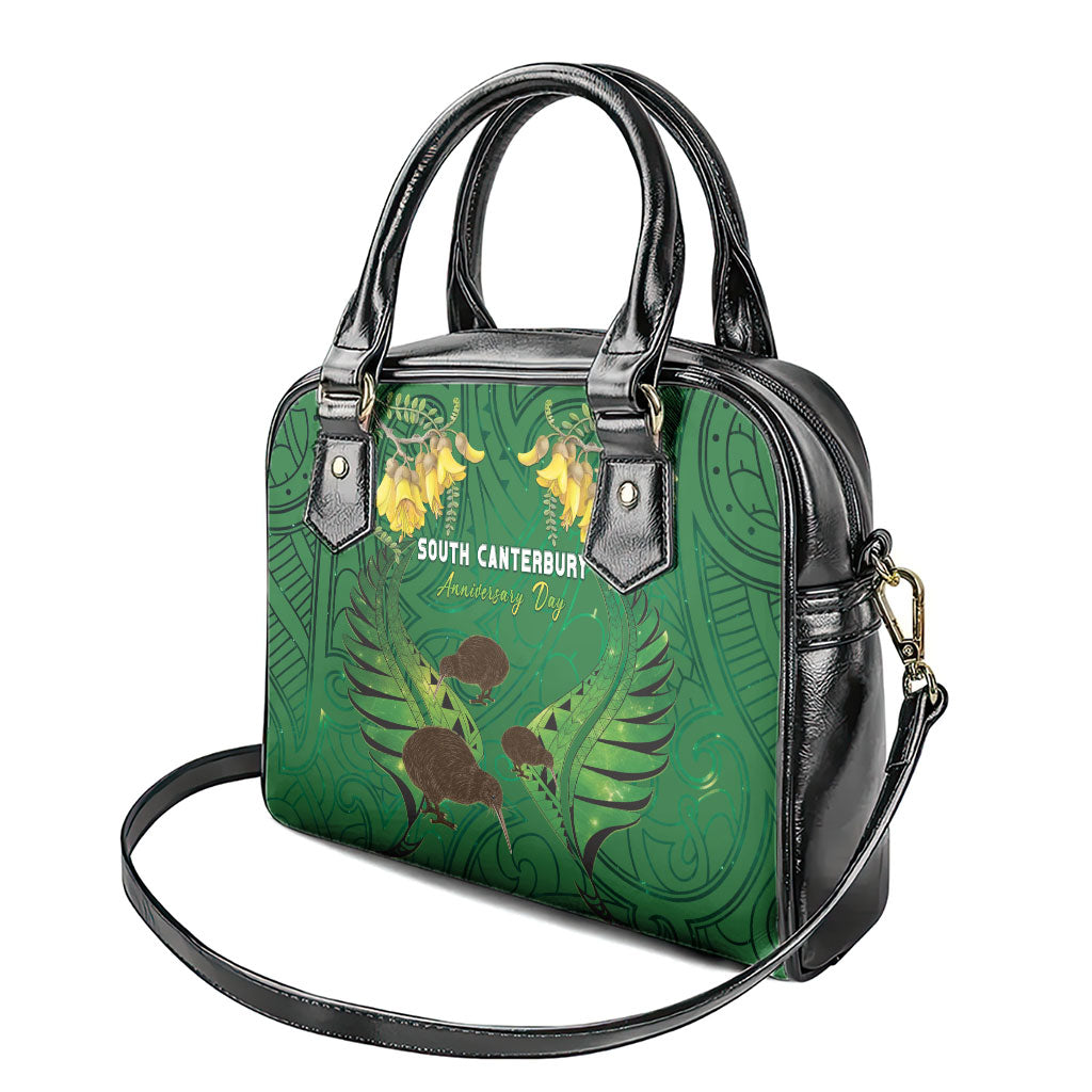 South Canterbury Anniversary Day Shoulder Handbag Kiwi Kowhai Silver Fern Maori Pattern LT22 - Polynesian Pride