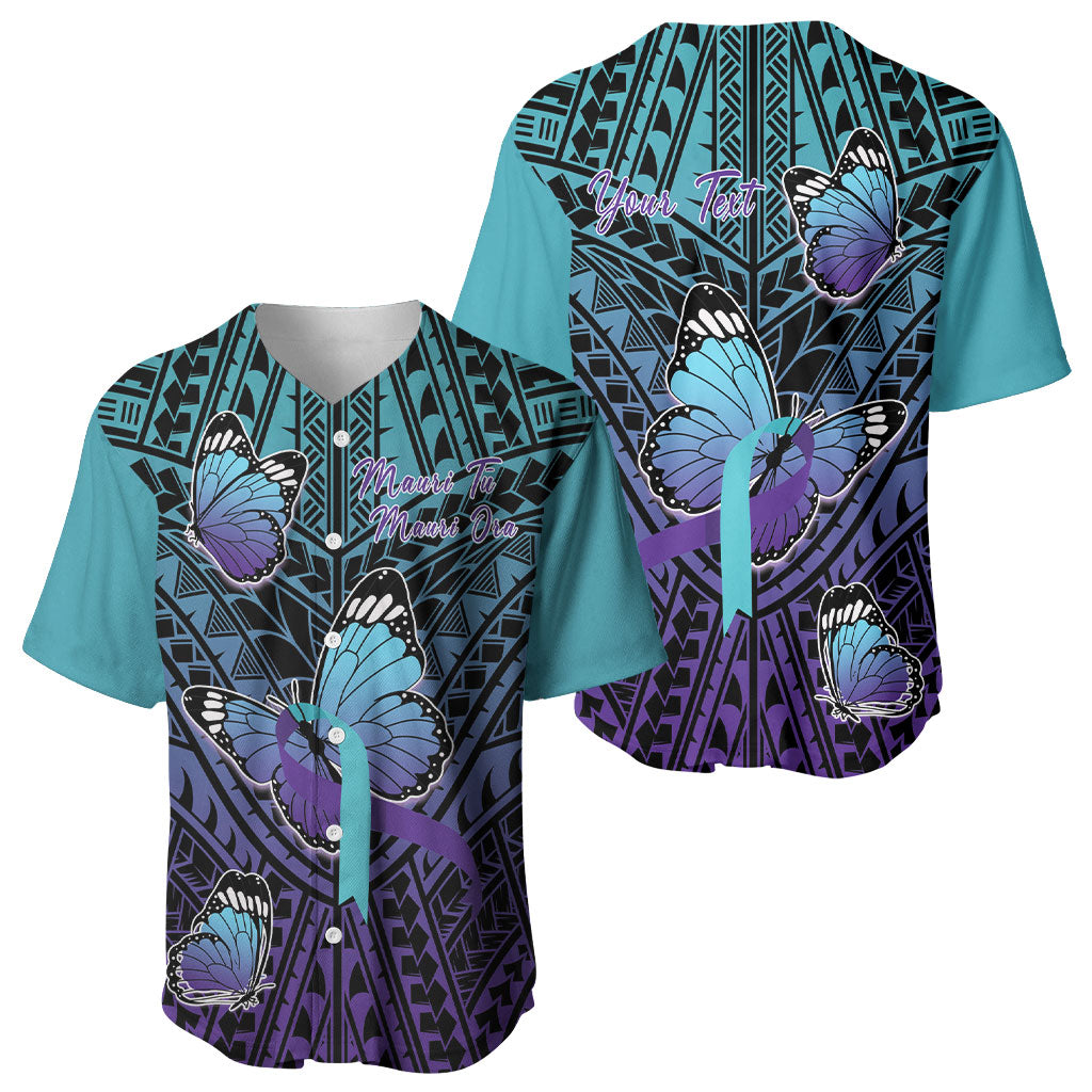 Personalised New Zealand Suicide Prevention Month Baseball Jersey Maori Mauri Tu Mauri Ora Polynesian Pattern LT22 - Polynesian Pride