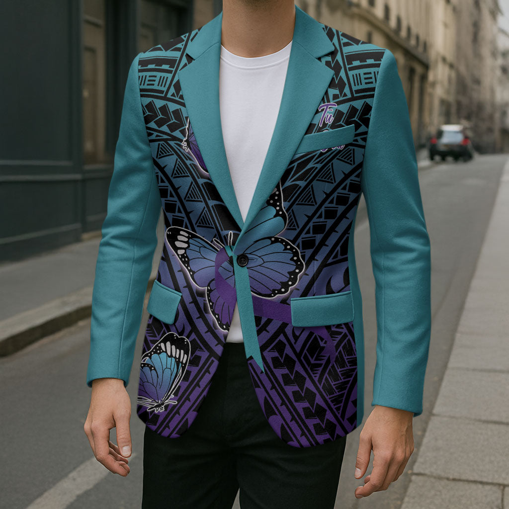Personalised New Zealand Suicide Prevention Month Blazer Maori Mauri Tu Mauri Ora Polynesian Pattern LT22 - Polynesian Pride