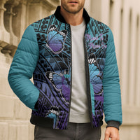 Personalised New Zealand Suicide Prevention Month Bomber Puffer Jacket Maori Mauri Tu Mauri Ora Polynesian Pattern LT22 - Polynesian Pride