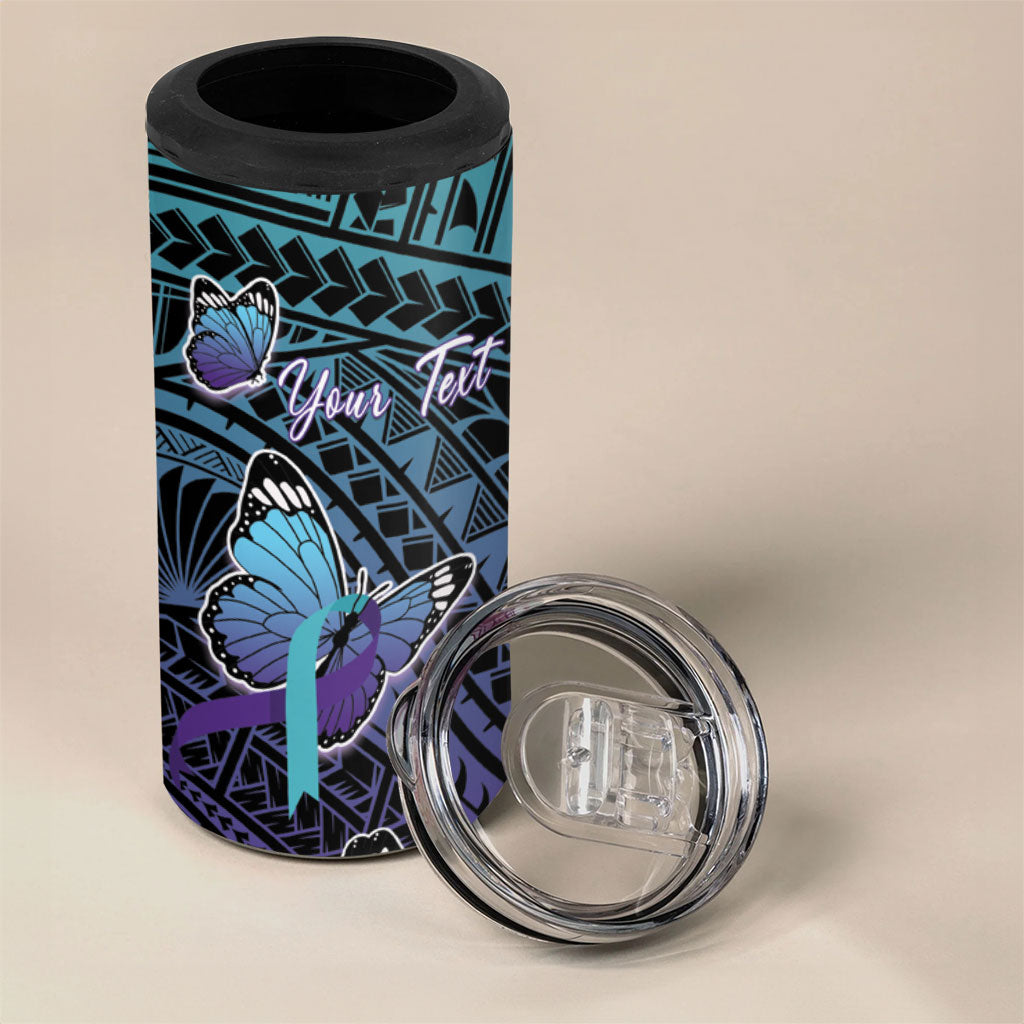 Personalised New Zealand Suicide Prevention Month 4 in 1 Can Cooler Tumbler Maori Mauri Tu Mauri Ora Polynesian Pattern LT22 - Polynesian Pride