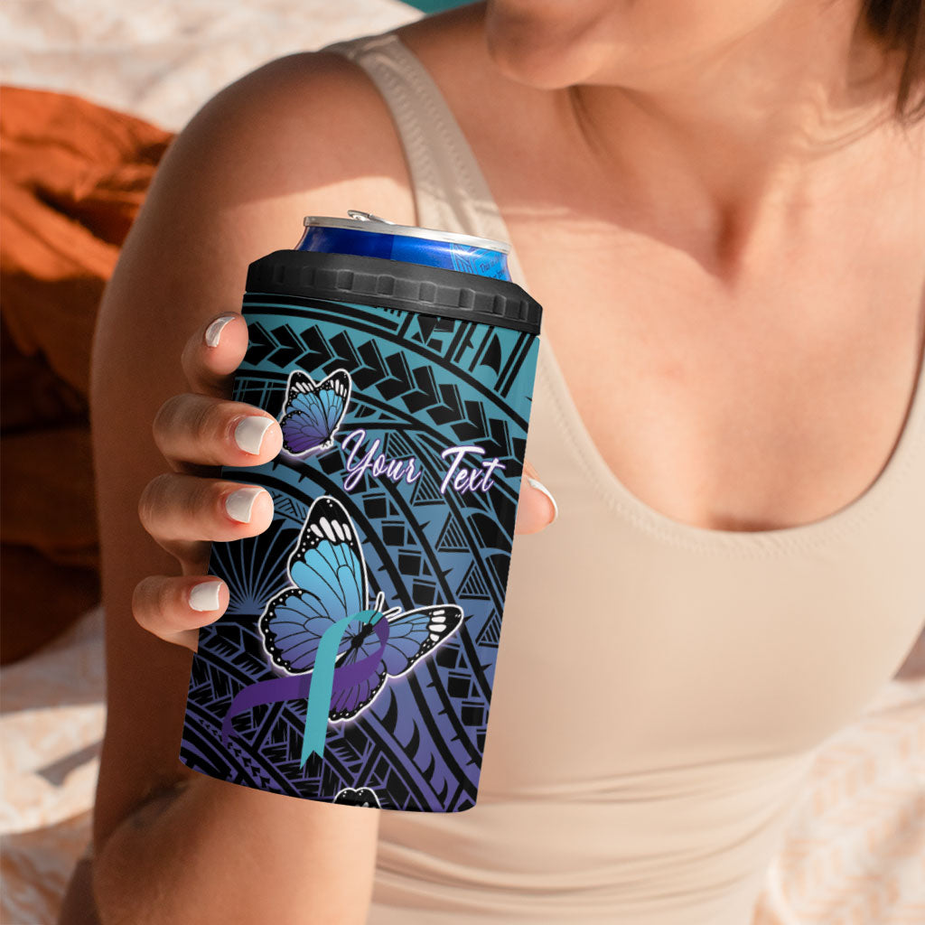 Personalised New Zealand Suicide Prevention Month 4 in 1 Can Cooler Tumbler Maori Mauri Tu Mauri Ora Polynesian Pattern LT22 - Polynesian Pride