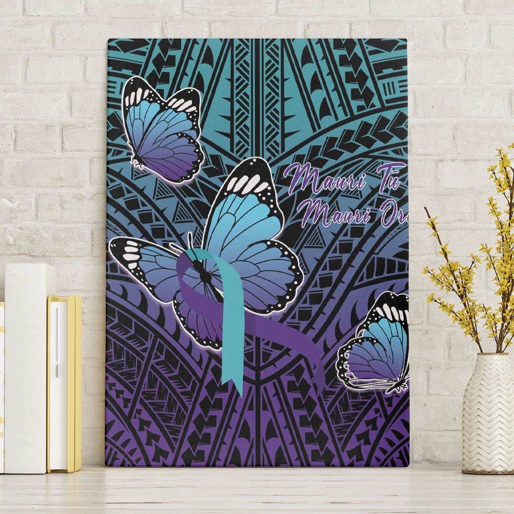 New Zealand Suicide Prevention Month Canvas Wall Art Maori Mauri Tu Mauri Ora Polynesian Pattern