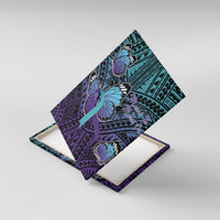 New Zealand Suicide Prevention Month Canvas Wall Art Maori Mauri Tu Mauri Ora Polynesian Pattern LT22 With Frame Teal - Polynesian Pride