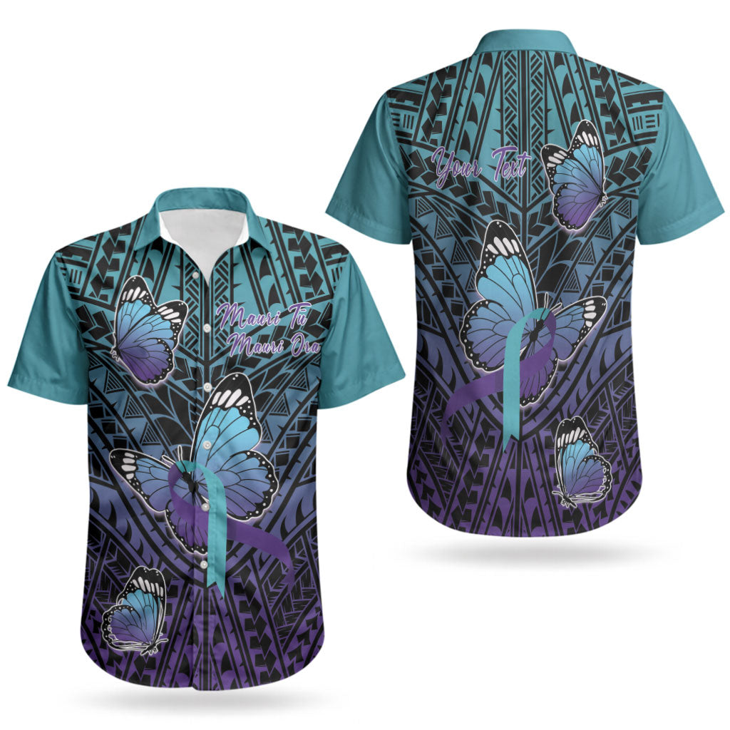 Personalised New Zealand Suicide Prevention Month Couples Matching Off Shoulder Maxi Dress and Hawaiian Shirt Maori Mauri Tu Mauri Ora Polynesian Pattern LT22 - Polynesian Pride