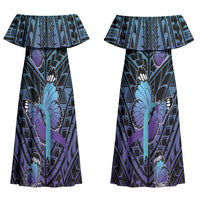 Personalised New Zealand Suicide Prevention Month Couples Matching Off Shoulder Maxi Dress and Hawaiian Shirt Maori Mauri Tu Mauri Ora Polynesian Pattern LT22 - Polynesian Pride