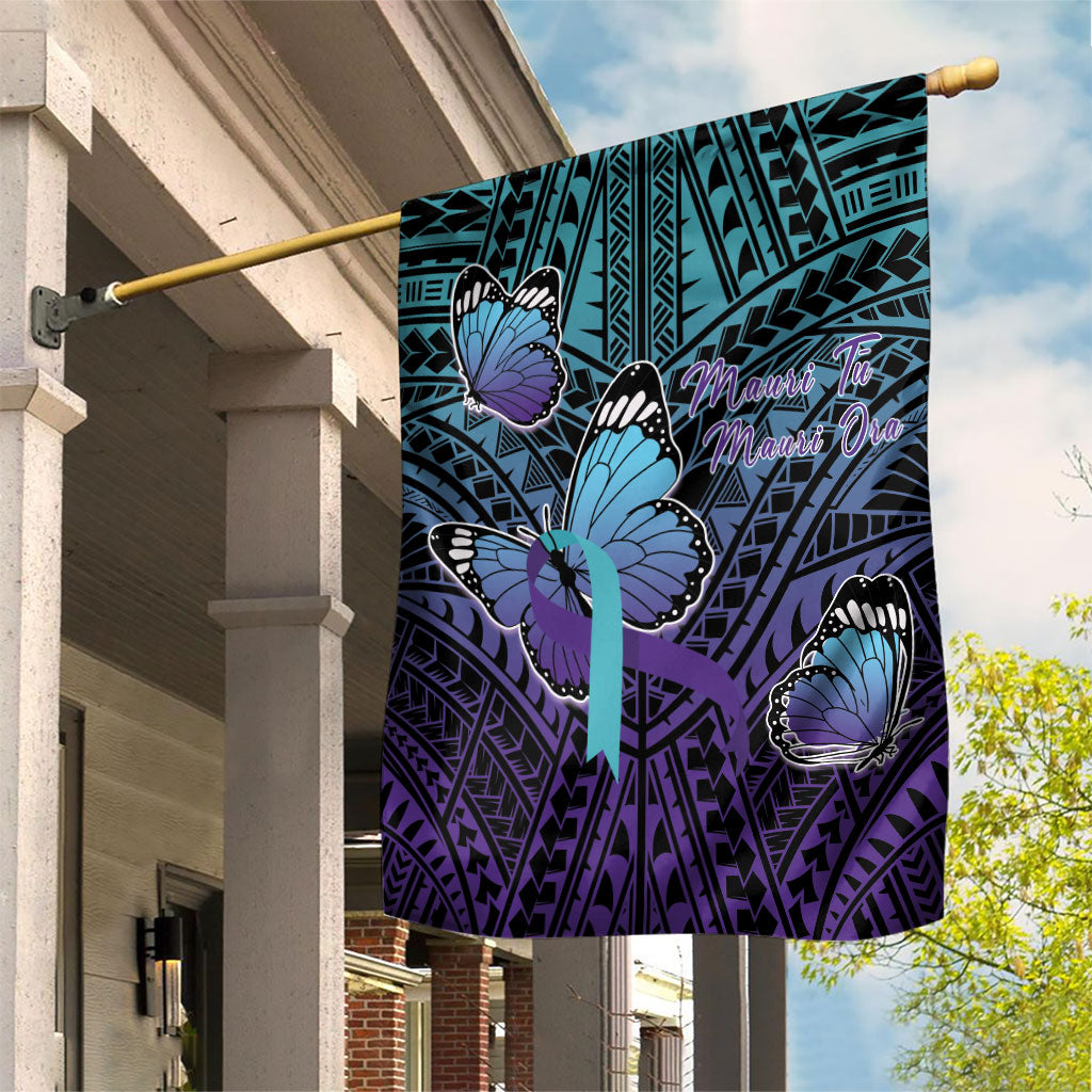 New Zealand Suicide Prevention Month Garden Flag Maori Mauri Tu Mauri Ora Polynesian Pattern