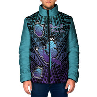 Personalised New Zealand Suicide Prevention Month Padded Jacket Maori Mauri Tu Mauri Ora Polynesian Pattern LT22 Men Teal - Polynesian Pride