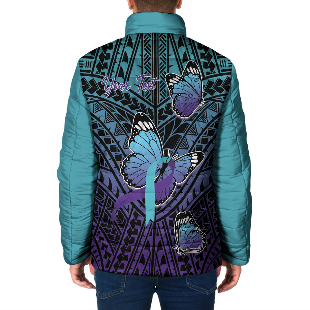 Personalised New Zealand Suicide Prevention Month Padded Jacket Maori Mauri Tu Mauri Ora Polynesian Pattern LT22 - Polynesian Pride