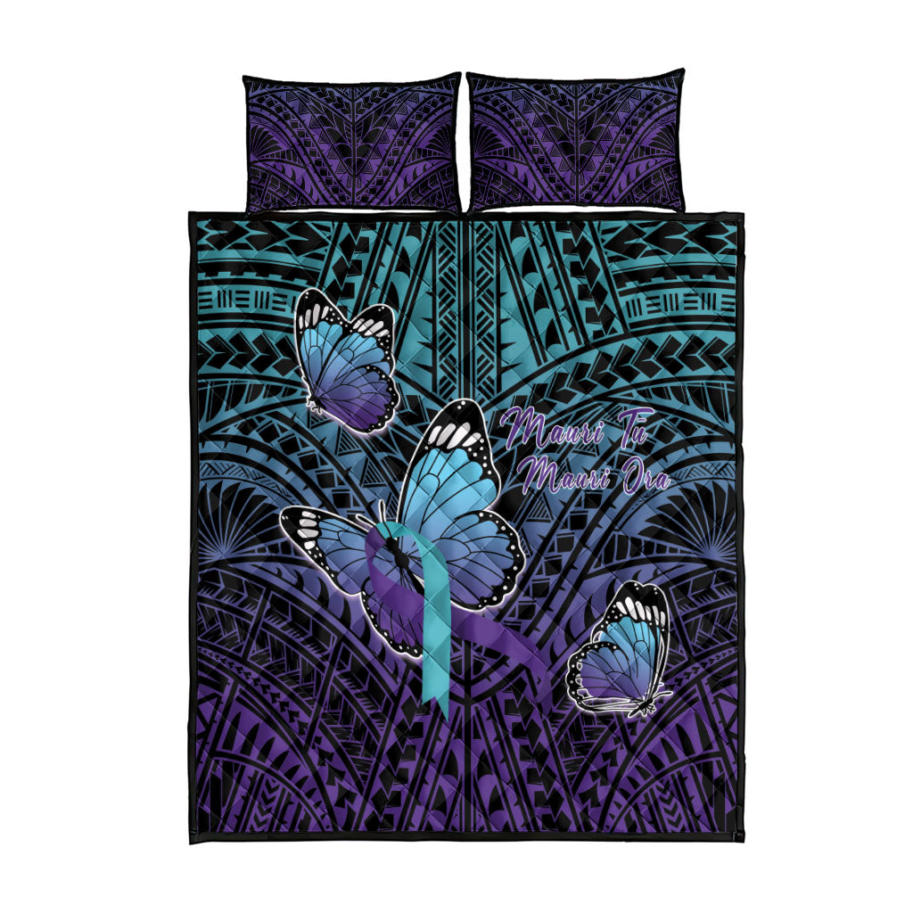 New Zealand Suicide Prevention Month Quilt Bed Set Maori Mauri Tu Mauri Ora Polynesian Pattern LT22 - Polynesian Pride
