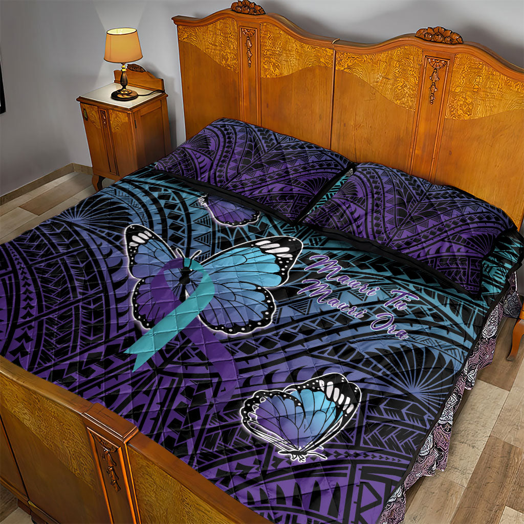 New Zealand Suicide Prevention Month Quilt Bed Set Maori Mauri Tu Mauri Ora Polynesian Pattern LT22 - Polynesian Pride