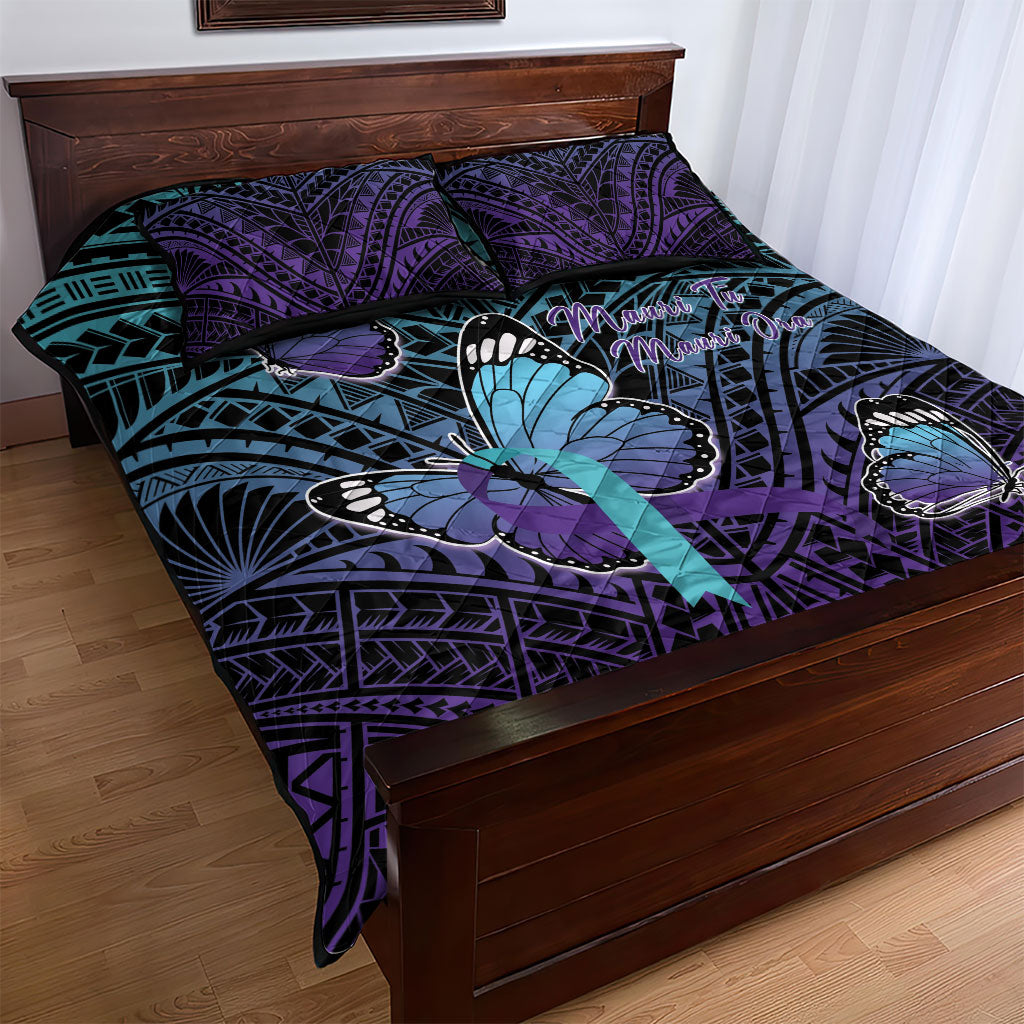New Zealand Suicide Prevention Month Quilt Bed Set Maori Mauri Tu Mauri Ora Polynesian Pattern LT22 - Polynesian Pride