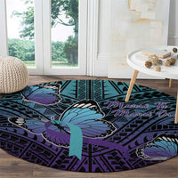 New Zealand Suicide Prevention Month Round Carpet Maori Mauri Tu Mauri Ora Polynesian Pattern LT22 - Polynesian Pride