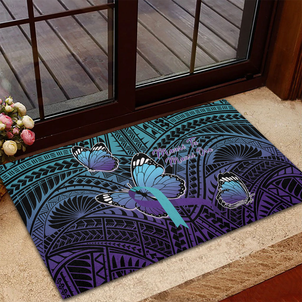 New Zealand Suicide Prevention Month Rubber Doormat Maori Mauri Tu Mauri Ora Polynesian Pattern LT22 - Polynesian Pride