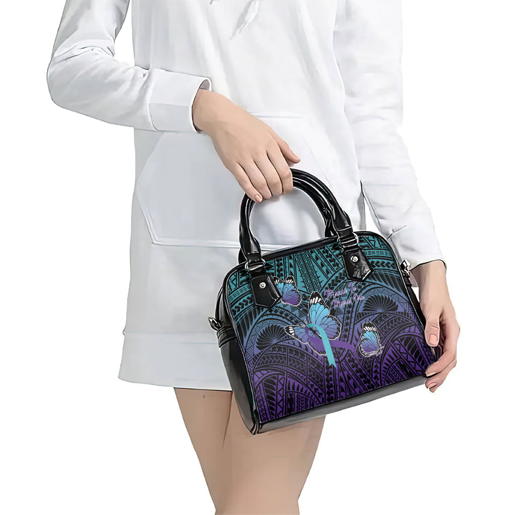 New Zealand Suicide Prevention Month Shoulder Handbag Maori Mauri Tu Mauri Ora Polynesian Pattern LT22 - Polynesian Pride