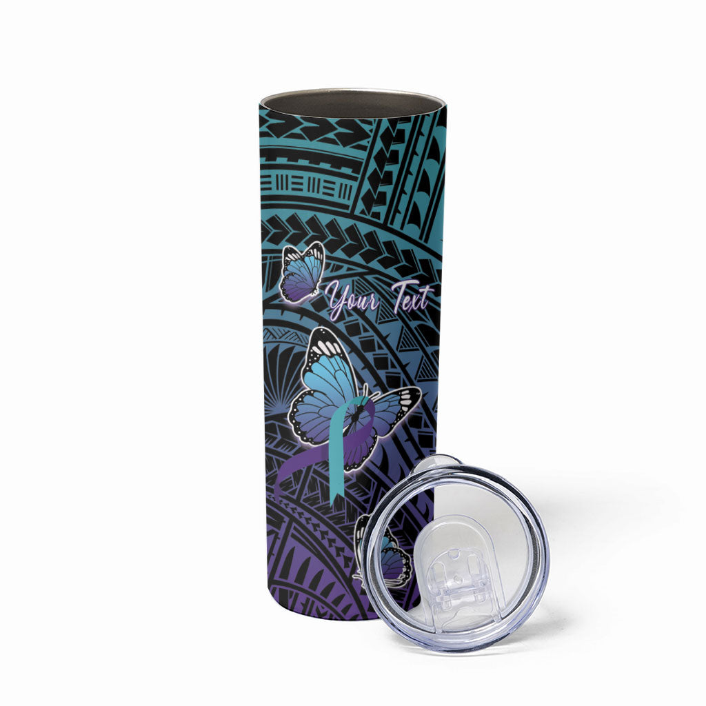Personalised New Zealand Suicide Prevention Month Skinny Tumbler Maori Mauri Tu Mauri Ora Polynesian Pattern LT22 - Polynesian Pride