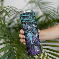 Personalised New Zealand Suicide Prevention Month Skinny Tumbler Maori Mauri Tu Mauri Ora Polynesian Pattern LT22 - Polynesian Pride