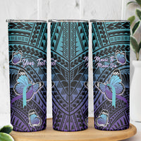 Personalised New Zealand Suicide Prevention Month Skinny Tumbler Maori Mauri Tu Mauri Ora Polynesian Pattern LT22 - Polynesian Pride