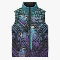 Personalised New Zealand Suicide Prevention Month Sleeveless Puffer Jacket Maori Mauri Tu Mauri Ora Polynesian Pattern LT22 Unisex Teal - Polynesian Pride