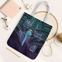 New Zealand Suicide Prevention Month Tote Bag Maori Mauri Tu Mauri Ora Polynesian Pattern LT22 White Strap One Size Teal - Polynesian Pride