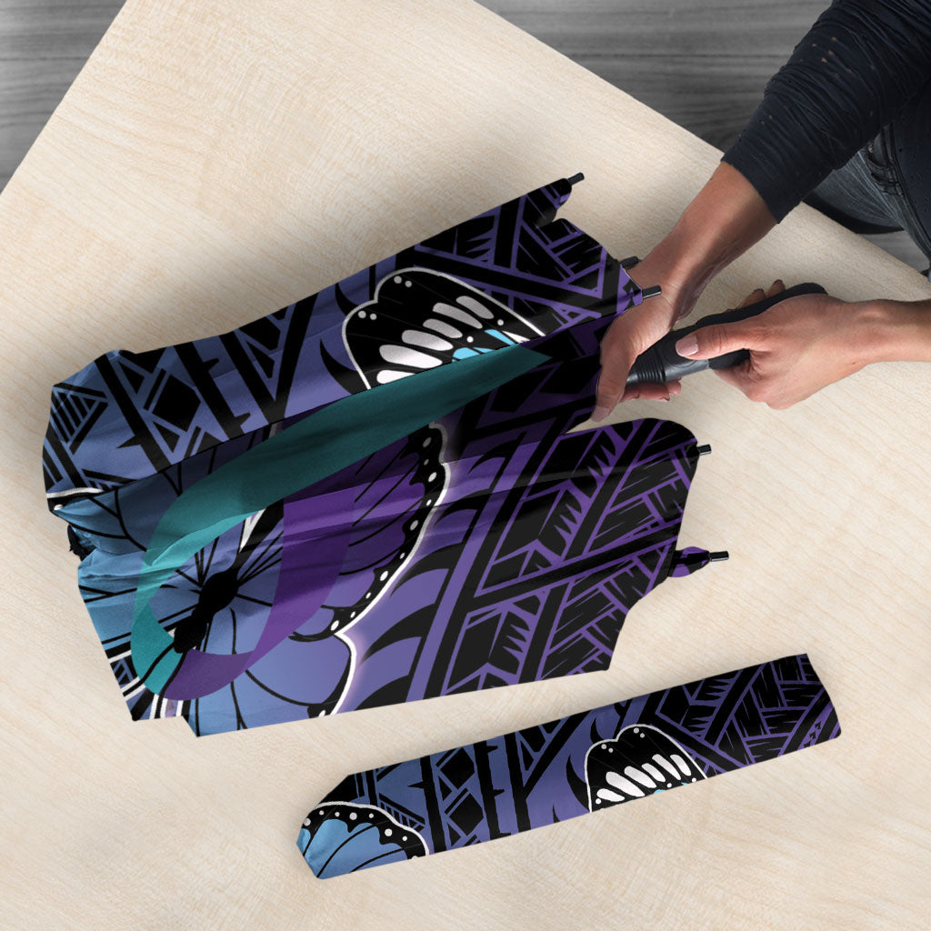 New Zealand Suicide Prevention Month Umbrella Maori Mauri Tu Mauri Ora Polynesian Pattern LT22 - Polynesian Pride