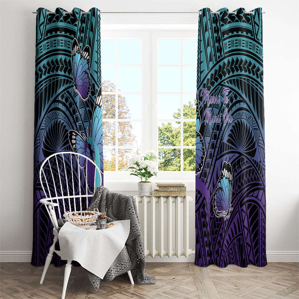 New Zealand Suicide Prevention Month Window Curtain Maori Mauri Tu Mauri Ora Polynesian Pattern LT22 - Polynesian Pride