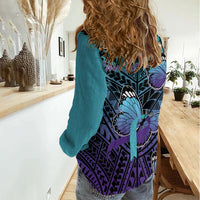 Personalised New Zealand Suicide Prevention Month Women Casual Shirt Maori Mauri Tu Mauri Ora Polynesian Pattern LT22 - Polynesian Pride