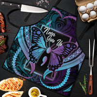 Polynesia Suicide Prevention Month Apron Semicolon Butterfly Never Give Up Polynesian Pattern LT22 Teal - Polynesian Pride