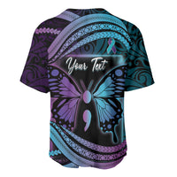 Personalised Polynesia Suicide Prevention Month Baseball Jersey Semicolon Butterfly Never Give Up Polynesian Pattern LT22 - Polynesian Pride