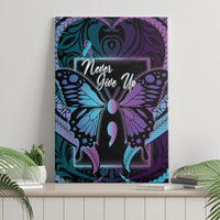 Polynesia Suicide Prevention Month Canvas Wall Art Semicolon Butterfly Never Give Up Polynesian Pattern LT22 - Polynesian Pride