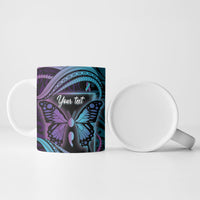 Personalised Polynesia Suicide Prevention Month Ceramic Mug Semicolon Butterfly Never Give Up Polynesian Pattern LT22 - Polynesian Pride