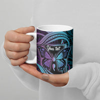 Personalised Polynesia Suicide Prevention Month Ceramic Mug Semicolon Butterfly Never Give Up Polynesian Pattern LT22 - Polynesian Pride
