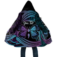 Personalised Polynesia Suicide Prevention Month Cloak Semicolon Butterfly Never Give Up Polynesian Pattern LT22 Unisex Teal - Polynesian Pride