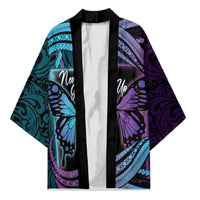 Personalised Polynesia Suicide Prevention Month Kimono Semicolon Butterfly Never Give Up Polynesian Pattern LT22 Unisex Teal - Polynesian Pride