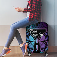 Polynesia Suicide Prevention Month Luggage Cover Semicolon Butterfly Never Give Up Polynesian Pattern LT22 - Polynesian Pride