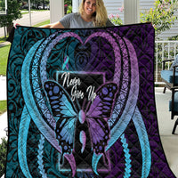 Polynesia Suicide Prevention Month Quilt Semicolon Butterfly Never Give Up Polynesian Pattern LT22 Teal - Polynesian Pride