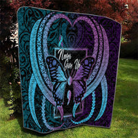 Polynesia Suicide Prevention Month Quilt Semicolon Butterfly Never Give Up Polynesian Pattern LT22 - Polynesian Pride