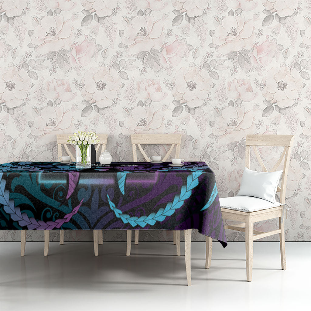 Polynesia Suicide Prevention Month Tablecloth Semicolon Butterfly Never Give Up Polynesian Pattern LT22 - Polynesian Pride