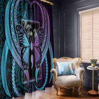 Polynesia Suicide Prevention Month Window Curtain Semicolon Butterfly Never Give Up Polynesian Pattern LT22 - Polynesian Pride